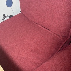 ネルーノ ソファ 赤 レッド  リクライニング 布製 脚取り外し可能の画像