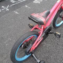 中古子供自転車３４５１　前後タイヤ新品！　１６インチ　ギヤなし　 身長１０４㎝前後　＊片足スタンドに変更可・無料（購入時のみの画像