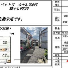 初期費用・敷礼　無料　戸建賃料35,000円　「谷町線　大日駅」...