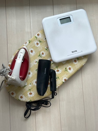 【生活家電3点セット】ドライヤー、体重計、アイロン(アイロン台付)