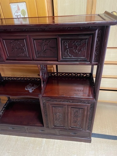 茶棚アンティーク家具唐木紫檀収納棚骨董品古美術品 (便利屋買取 茶棚アンティーク家具唐木紫檀収納棚骨董品古美術品 (便利屋買取