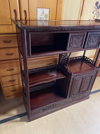 茶棚アンティーク家具唐木紫檀収納棚骨董品古美術品 (便利屋買取