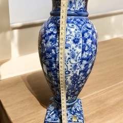 龍峰窯　花風流　染付更紗花瓶   