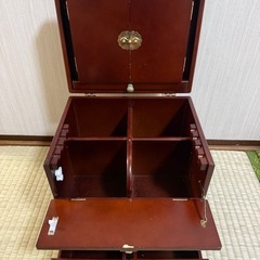 木製アンティーク鏡付き収納ボックス