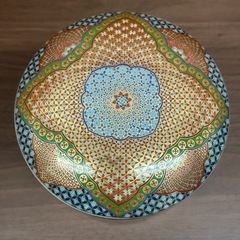 【塩尻市引き取り限定】前畑陶器 庫山窯 献上手 金彩 手まり三段重 高さ17.5cm/直径15.5cmの画像