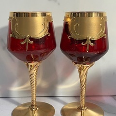 ☆値下げ☆O 2503-475 ベネチアングラス 2脚 バラ売り不可 キズ 汚れありの画像