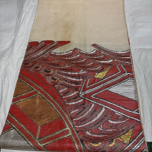 専用帯3373 ●龍村平蔵製 天平纐纈華文 高級 正絹 両面総柄 丸帯 専用帯3373 ○龍村平蔵製 天平纐纈華文 高級 正絹 両面総柄 丸帯 専用