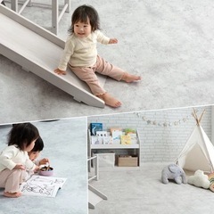 ジョイントマット モルタル調　大判 59cm 洗える12畳 サイドパーツ付 床暖房対応 マット プレイマット モルタル調 フロアマット 防音 ジョイント おしゃれ クッションマットの画像