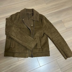 GU ブラウン ムートンコート ボア襟　ライダース
