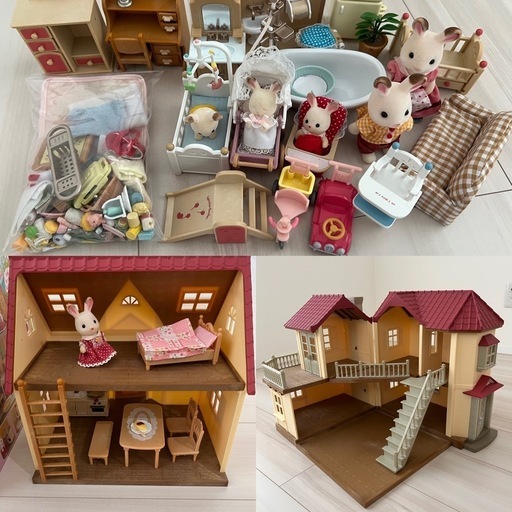 【3/20迄】シルバニアファミリーお家2点＋家具＋人形セット