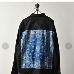 美品　ATELANE/ポリツイル＋バンダナ貼り付けルーズシルエットシャツの画像
