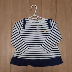 【90cm】子供 ベビー服 長袖 Tシャツ ロンT ボーダー 女...