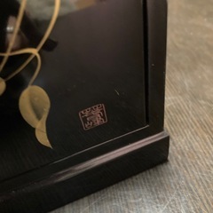 漆塗り　2段小引き出し　花柄　螺鈿入り　黒塗り　小物収納　小物入れの画像
