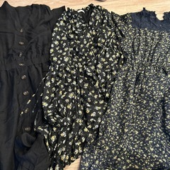 レディースワンピース3点セット　グローバルワーク　花柄　黒　シン...