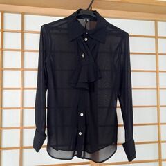 ボウタイブラウス ( シースルー ) 黒
