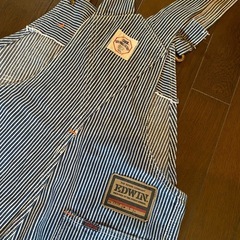 希少デッドストックEDWIN オーバーオールヒッコリーワークペインターパンツの画像