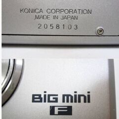 konica コンパクト　フィルムカメラ　BIG mini F 35mm　F2.8　ビッグミニ F シルバー　ケース付き　コニカ　現状渡しの画像