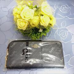 COACH 長財布 財布 シグネチャー馬車柄 ロング ジップ ウォレット  ブルーC3547の画像