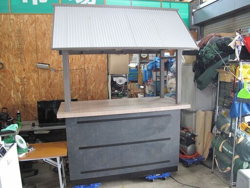 【札幌】屋台販売台　屋根やぐら・収納付　1800&times;850&times;2470