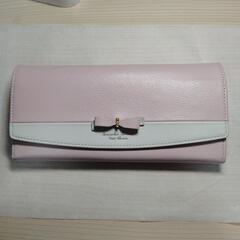 バイカラー リボン 長財布（ピンク）