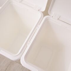 未使用 2個セット ハンドル付 連結 ゴミ箱 WOODE 33L ホワイト×２ ゴミ袋ストッパー無しの画像
