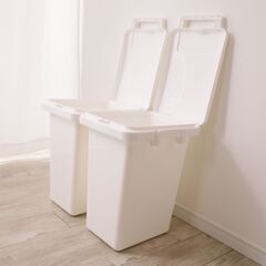 未使用 2個セット ハンドル付 連結 ゴミ箱 WOODE 33L ホワイト×２ ゴミ袋ストッパー無しの画像