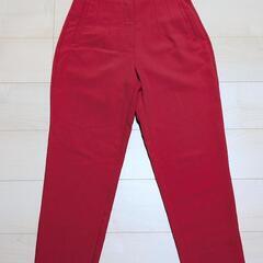 ZARA ハイウエスト センタープレスパンツ Mサイズ レッド ...