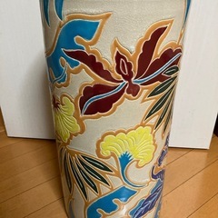 陶器・傘立て・アンティーク調・花柄