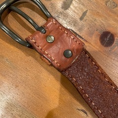 ブラウンレザーダブルバックルベルト 約100cmの画像