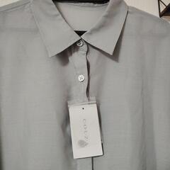 COLZA　新品グレー　シフォン　長袖シャツ　Lの画像