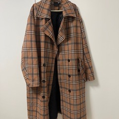レトロチェックロングコート　M ・アルム　