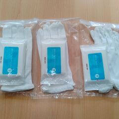 防災用品_手袋とウエットティッシュのセット　３組　新品　送料が高...