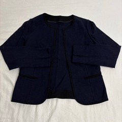 ru/ネイビー ノーカラージャケット