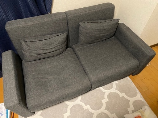 【引き取り限定】ロウヤ (LOWYA) ソファーベッド カウチソファー ダークグレー 2人掛け