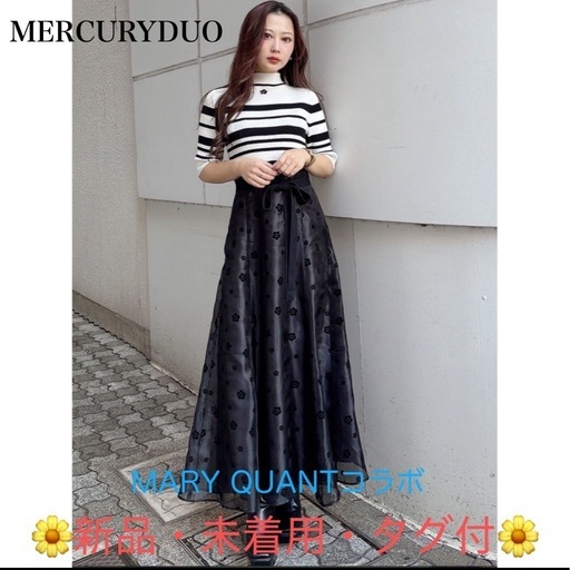 【MARY QUANT】デイジーフロッキープリントドッキングニットワンピース