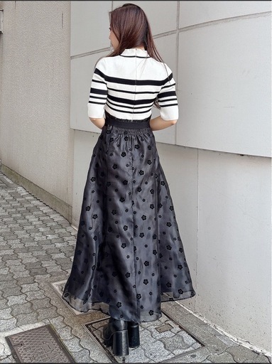 【MARY QUANT】デイジーフロッキープリントドッキングニットワンピース