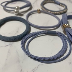 青系　ヘアゴム5本セット　未使用の画像