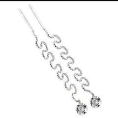 j→→→m43-2/刻印/ブリリアントカットダイヤモンドＣＺ大粒ロングピアスC＊Bの画像