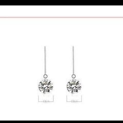 j→→→m43-2/刻印/ブリリアントカットダイヤモンドＣＺ大粒ロングピアスC＊Bの画像