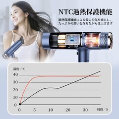 ドライヤー 大風量 速乾 【サロン専用】 T字型デザイン 1500W 高濃度マイナスイオン ヘアドライヤー 3段階温度調節 温冷風切替 57℃恒温 過熱防止機能 ノズル付き ヘアケア 折りたたみ 持ち運び便利 ヘアサロン 出張・家庭用/旅行用/サロン用 PSEの画像