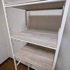 山善 YAMAZEN 冷蔵庫ラック ゴミ箱上ラック アイボリー（木目調）の画像