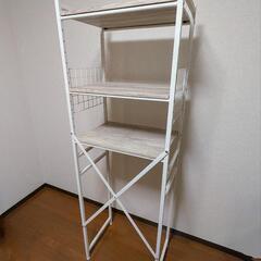 山善 YAMAZEN 冷蔵庫ラック ゴミ箱上ラック アイボリー（木目調）の画像