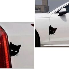 黒猫/のぞき見ウォールステッカーの画像