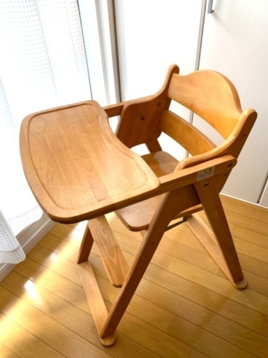 【ほぼ未使用】KATOJI カトージ 木製 折りたたみハイチェア ベビーチェア