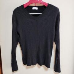 NAVY ブラック Vネックセーター Lサイズ