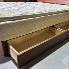 最高級 IDC KingsDown 30cm マットレス、ワイドダブルベッド、引出・コンセント＆USB口付、Used/綺麗の画像