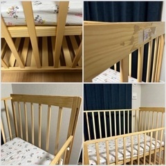 ハイシートベビーベッド スライドオープン（ナチュラル）の画像