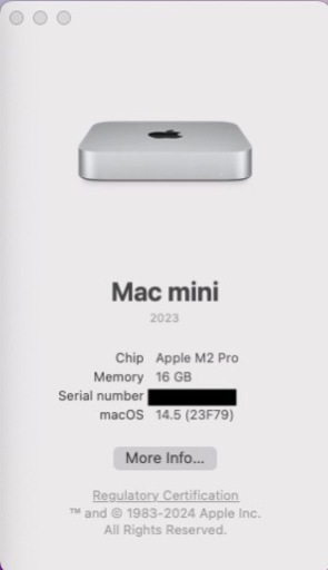 2023 Mac Mini M2 Pro (16GB/512GB) 良好な状態