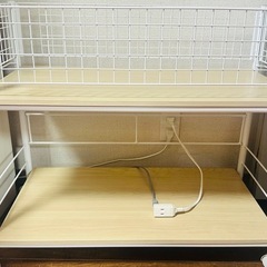 山善(YAMAZEN) 押入れ(クローゼット)収納 ラック 幅38×奥行77×高さ65cm ストッパー付きキャスター 上段かご・下段棚板 ネット・棚板取り外し可能 組立品 ナチュラルメイプル/アイボリー OSR-7538NM/IVの画像