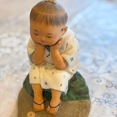 博多人形 国現代名工卓越技能保持者 西頭哲三郎 作「叱られて」 稀少 日本人形 郷土玩具 伝統工芸 子供 置物 オブジェの画像